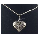 Sterling silver heart necklace and earrings 22in