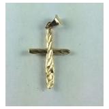 14k gold cross pendant tested, 0.42g