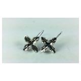 Silver Fish Hook Earrings Flowers/Cross sterling