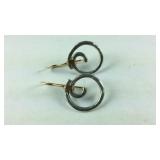 Sterling Silver And Gold Tone Fish Hook Earrings,