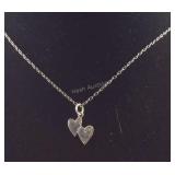 Sterling Silver Double Heart Pendant And Necklace