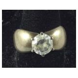 Large CZ Ring Costume Sterling Silver Shank, 6