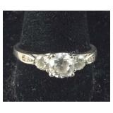 Three Stone CZ Ring Sterling Silver Shank, 3.3