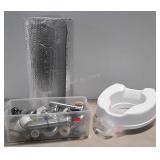 Mixed lot: raised toilet seat, piping and