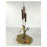 Brass and copper cat tails sculpture,  stands