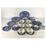 Blue and white dinnerware, Woods Ware and Mason,