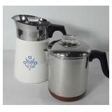 Two coffee percolators, includes Revereware and