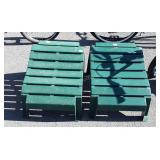 Pair of Green Outdoor poly Footstools