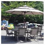 8pc Outdoor Table Set. Tile top Table 42x80" Note