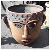 Terracotta Facial Figure Decor Flower Planter.