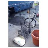 Metal Wares Lot, fire log holder, Basket Tree