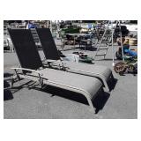 Pair of patio lounge chaise  chairs, aluminum