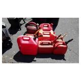 8 Gasoline Containers of various sizes, used