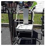 Outdoor Furniture pieces. Metal Chair, 4 Bamboo