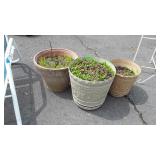 Flower Planters Group. One small terracotta