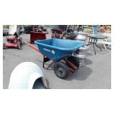Jackson Wheel Barrow, blue poly tub, dual wheels,