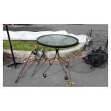 Nice Glass top Outdoor Table 30" round, wrought