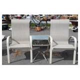 3pc Outdoor Chair set, 2 chairs one 18" glass top