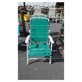 Pair of Folding Lawn Chairs, poly webbing seated,