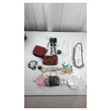 Costume jewelry, necklaces, bracelets, coin