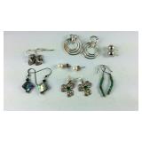 Earrings, seven pairs total, Alex Woo, abalone,