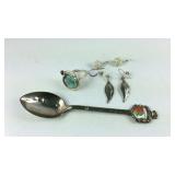 silver spoon and sterling silver jewelry,