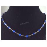 Sterling silver lapis necklace 18in