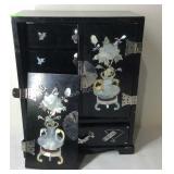 Jewelry box with jewelry door needs hinges backed