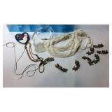 Plastic organizer with jewelry chains, necklaces,