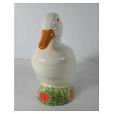 Duck cookie jar, N.S. Gustin Co., Hand decorated,