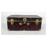 Wooden storage trunk with black and purple