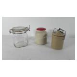 Canisters and cheese crock, 4.5"-5.5"
