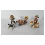 Ceramic figurines, includes dogs and children,