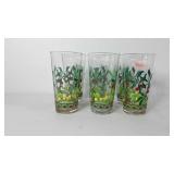 Painted water glasses, set of six, marked