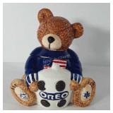 Patriotic teddy bear oreo cookie jar, 9"