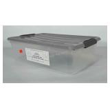Poly under bed storage tote with lid.  Measures