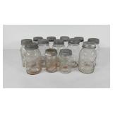 Clear glass Mason jars with zinc lids, brands