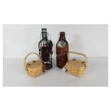 Decor wine bottles (cork holder) and baskets