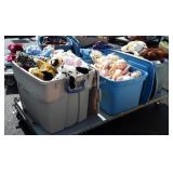 3 large totes filled with doll babies and TY