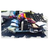 Home decor lot: umbrella, pictures, pillows,