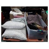 Skid lot of of towels, pillows, fabric , items