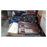 Skid lot of of suitcase bags, pictures,  curio