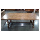 Turned trestle dining table, damage to top as