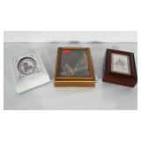 3 jewelry / trinket boxes with frame lids. The