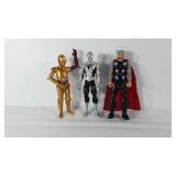 Toys, three action figures, includes Silver and