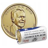 $25 2020-D George H.W. Bush Presidential Dollar