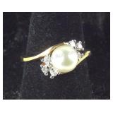 Premier design jewelry, size 7.5 pearl CZ ring