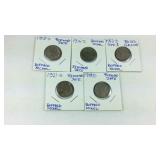 Five buffalo nickels