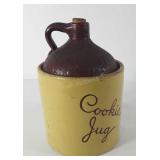 Stoneware jug style cookie jar, "cookie jug",
