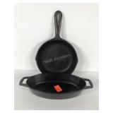 Cast iron, No. 3, 6 5/8" skillet and an Artisanal